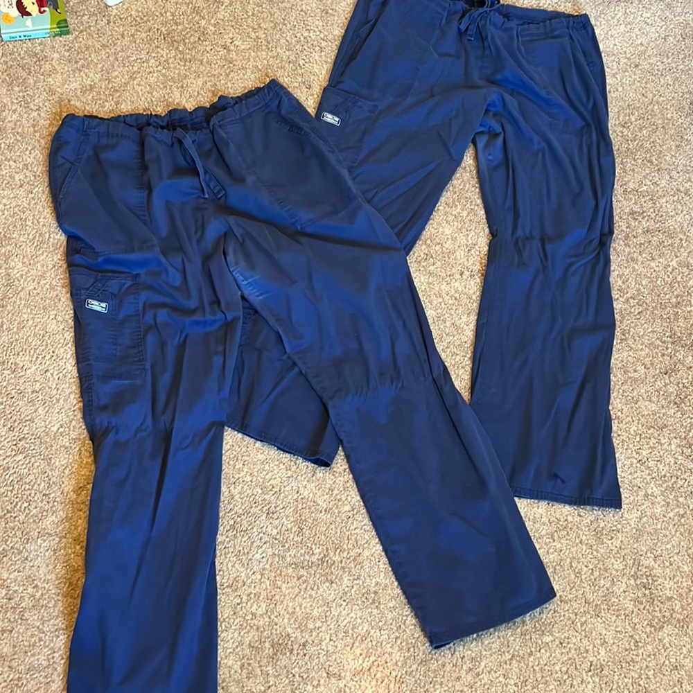 Two pairs navy Cherokee scrub pants
